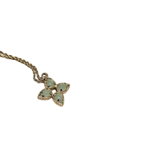 Kendra Scott Chalcedony Necklace Tavi Flower Green Gold Tone - Picture 6 of 8